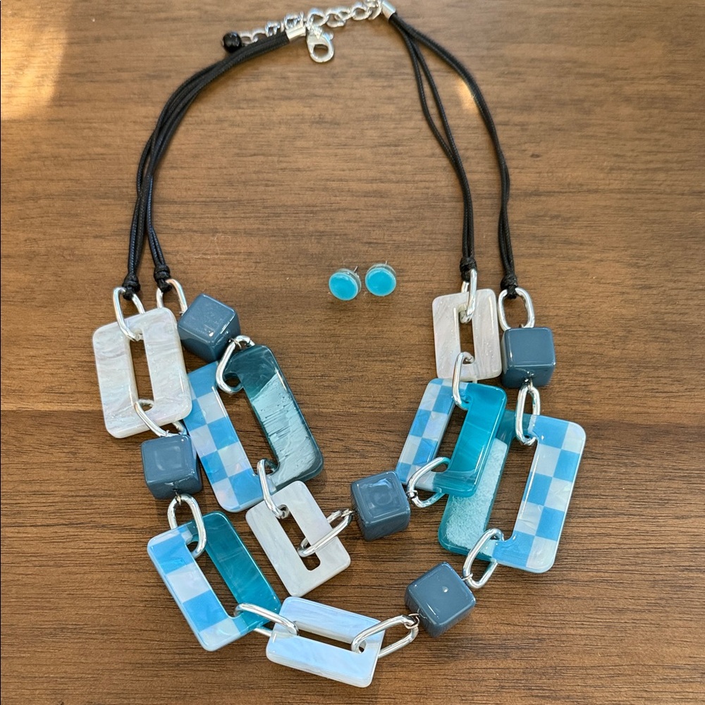 Multicolor Geometric Necklace & Earrings